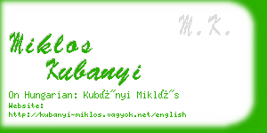 miklos kubanyi business card